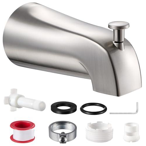 Universal Bathtub Tub Spout with Diverter, Fits 1/2" Slip-Fit Copper Pipe and 1/2" IPS & 3/4" IPS Thread Connections,Bathroom Tub Faucet Replacement with Adapters,PTFE Tape &Hex Wrench(Brushed Nickel) missing some parts