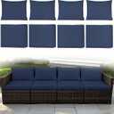 MaagorVita 8 Piece Patio Cushion Covers Replacement, Blue, 24*24*3.15-inch
