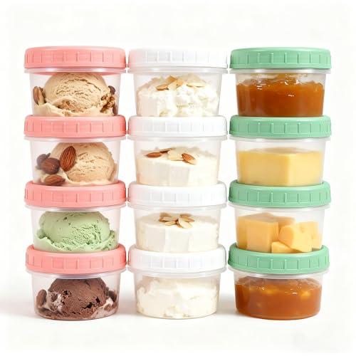 UMETASS Food Storage Containers, 12 Pack 4 oz Freezer Storage Containers with Twist Top Lids, Leakproof, BPA Free, Microwave & Dishwasher Safe Takeout Container - Ideal for Soup and More