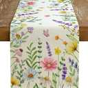 GEEORY Spring Table Runner 13 x 72 Inch, Floral Wildflowers Decorative Rustic Farmhouse Table Decoration for Kitchen Dinning, Indoor Outdoor Dinner Party Decor GT149-72