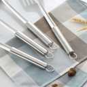 Pleafind 4-Pcs Cooking Utensils Set, Stainless Steel Kitchen Utensils, Wok Utensils Set Include Wok Ladle, Slotted Spoon, Wok Spatula and Slotted Spatula, Dishwasher Safe