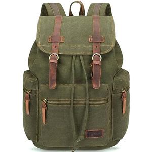 Bluboon Vintage Backpack Leather Trim Casual Bookbag Men Women Laptop Travel Rucksack