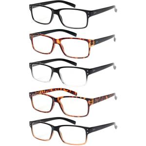 NORPERWIS Reading Glasses 5 Pairs Quality Readers Spring Hinge Glasses for Reading for Men and Women (5 Pack Mix Color, 4.00)