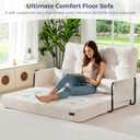 MAXYOYO Adjustable Folding Sofa Bed Couch with 2 Pillows, Beige, Loveseat