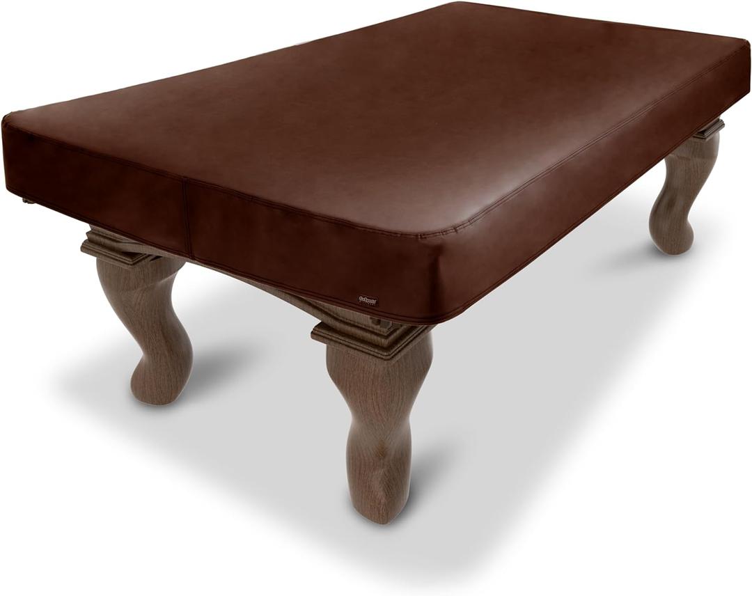 GoSports Premium Leatherette Pool Table Covers - Waterproof & Tearproof - 6 ft Heavy Duty Indoor & Outdoor Billiard Table Covers (Brown)