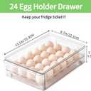 vacane 24 Capacity Egg Holder for Refrigerator Organizer Bins, BPA Free Egg Storage Container with Non-Slip Pads, Space-Saving Egg Tray for Fridge Drawer, 1 Pack-Clear