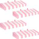Boao 4 Pack Pink Circus Awning Decoration 3D Pink And White Stripe Cardboard Awning Candyland Christmas Wall Decor Sweet Christmas Party Favors for Lemonade Stand Ice Cream Truck Bulletin Board