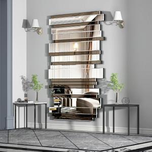 JACUKO Decorative Mirrors for Wall Decor Large Mirrors for Wall Decor Living Room Silver Mirrors 27×55 Inch (Gold Brown)