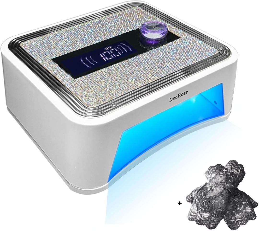 UV LED Nail Lamp Cordless, DecRose 120W Rechargeable UV Light for Gel Nails Portable Nail Dryer Light with Timer, Sparkling Rhinestones Diamond Curing Lamp,Gift for Nail Art Lovers & Professionals