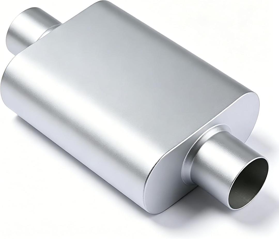3 Inch Center In/Out Dual Chamber Exhaust Muffler, Aluminum Alloy, Deep Tone for Cars and Trucks