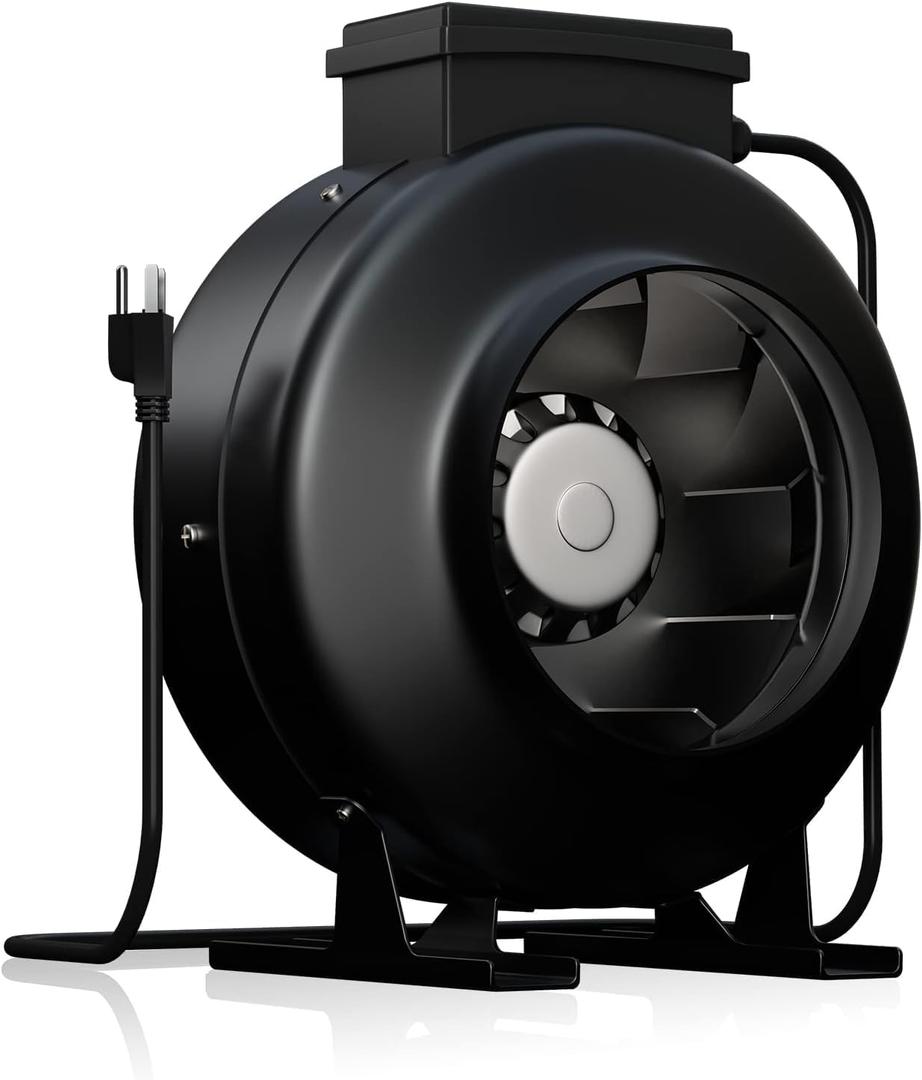 mychiii 8 Inch Inline Duct Fan, 720 CFM Ventilation Exhaust Blower with Steel Housing, 813 Pa High Static Pressure, 3000 RPM for Grow Tent, Greenhouse, Basement, Kitchen HVAC