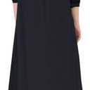 Ladyful Women's Cotton Linen Maxi Shirt Dress Long Sleeve Button Down Shirtdress Beach Summer Dress Pockets M