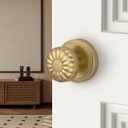Asidrama 4 Pack Champagne Bronze Passage Door Knobs with Lock, Door Handles with Champagne Bronze Door Knobs Interior for Bedroom or Bathroom, Heavy Duty Door Lever for Left Right Sided Doors