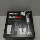 Mueller Multistick 5-in-1 Immersion Blender Handheld, 12 Speed Hand Mixer - Turbo Boost, Heaviest Duty Copper Motor, Titanium Blades Hand Blender, Milk Frother Wand, Whisk, Beaker, Chopper, Grey (Gray)