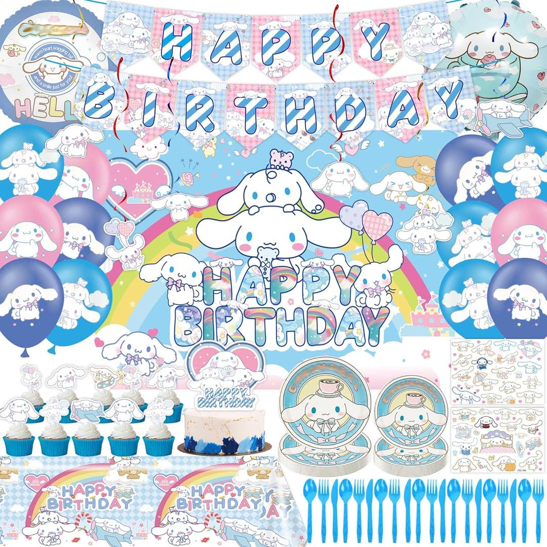 103 PCS Birthday Decorations Include Birthday Banner, Foil Balloon, Tablecloth, Paper Tableware, Tattoo Sticker, Backdrop for Adult Theme Party Supplies