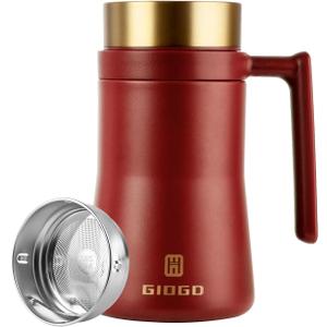 Insulated Coffee Mug with Handle and Lid, 480ml/16oz Stainless Steel Coffee Cup, Travel Coffee Mug Tumbler for Hot and Cold Coffee, Tea, Drinks(Red)