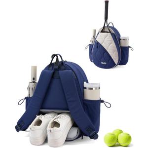 Sucipi Tennis Bag for Women and Men, Water-Resistant and Machine Washable Tennis Racket Backpack, Lightweight Sports Bag for Pickleball, Badminton, Blue