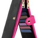 Travelambo RFID Wallet Women Bifold Multi Card Wallet Case with Zipper Pocke Credit Card Holder for Women (Black & Rose Red)