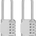 ZHEGE Long Shackle Padlock 2 Pack, 4 Digit Combination Lock, Resettable Weatherproof Combo Lock for School, Gym, Employee Locker, Outdoor, Fence