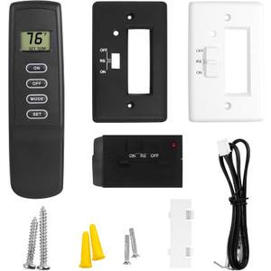 Upgrade Fireplace Remote Control Thermostat Kit fit for skytech ambient majestic monessen vermont ect Millivolt Gas Valve Fireplaces and Stoves,Blue Backlight Buzzer, WITHOUT BATTERY (Temp Adjustment+lcd Screen+indicator Light)
