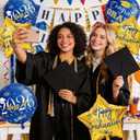 Graduation Balloons Class of 2026, 10Pcs 18" Blue Gold Congrats Grad Round Foil Balloons with 19" Star Mylar Balloons Grad Party Decorations Supplies for College High School
