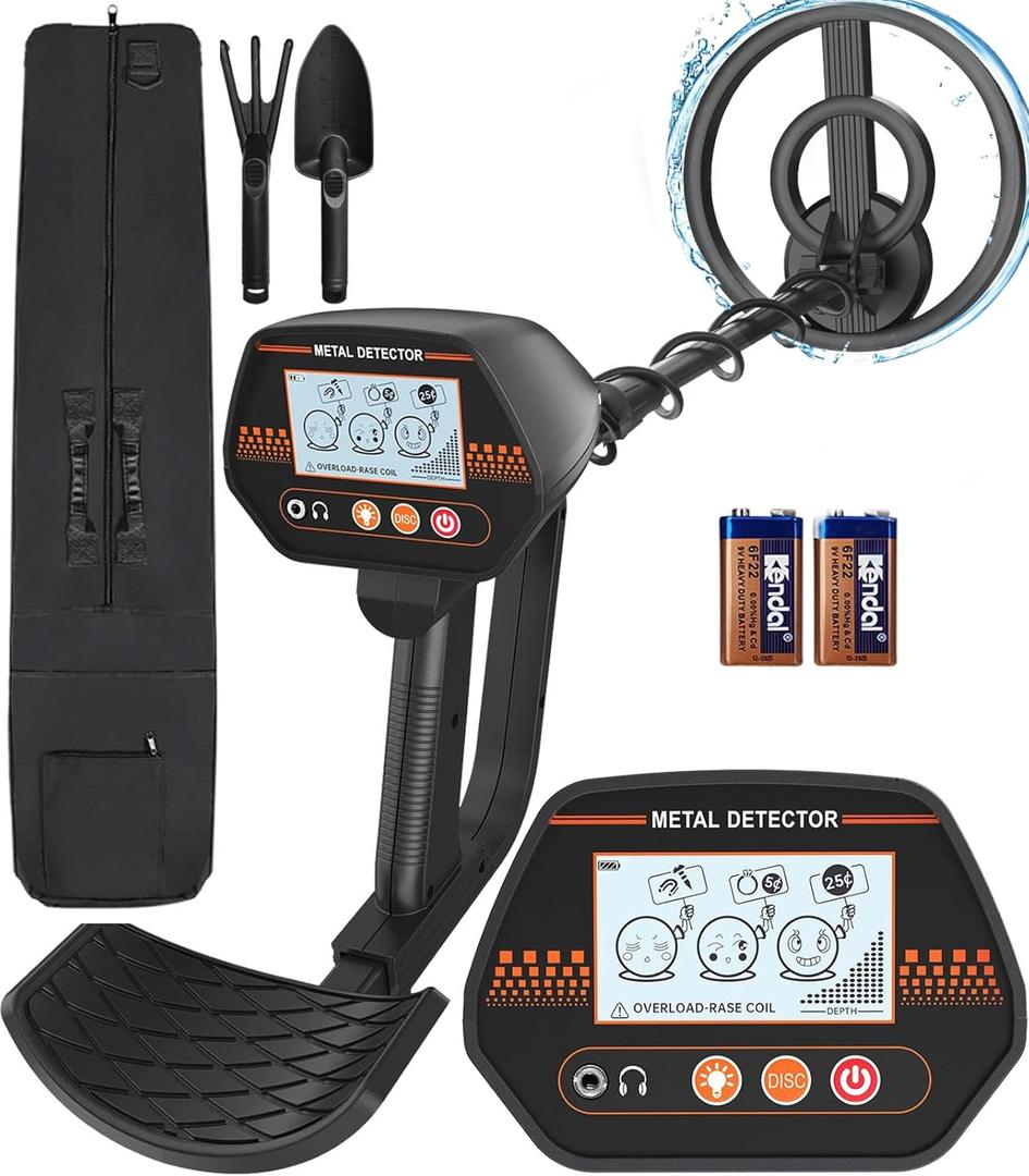 DetectTrek Metal Detector for Kids, 8" Waterproof Coil, Fun LCD Display with All Metal & Disc Modes, Adjustable Lightweight Starter Kit for Junior Treasure Hunts, Gifts for Kids Ages 812, MD4070