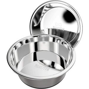 Mighty Paw Stainless Steel Dog Bowls - Steel Bowl Set - Pack of 2 - Non-Slip Rubber Bottom - No Spill Design - Safe Dog Food - Dishwasher Safe - Suitable for Small to Large Pets - Medium - 7 Inches