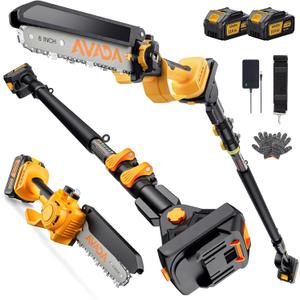 2-in-1 Electric Pole Saw - 6 Inch Brushless Mini Chainsaw with Extension Pole,2x3.0Ah Batteries,Auto Oiling,Lightweight,15.7FT Reach Extension Tree Trimmer Cordless Pole Saws for Tree Trimming Pruning