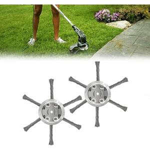 2Pcs Steel Wire Grass Trimmer Head, 6 Inches Universal Wire Weed Trimmer Head, Wire Rotary Brush Weed Cutter, Unbreakable Weed Remover Tool, Compatible with Most Lawn Mower (6 Blades)