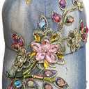 Women Multi-Color Rhinestone Baseball Cap Bling Denim Sun Hat,Studded Big Crystals,Adjustable (Blue, S)