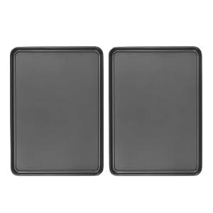 GoodCook Everday Nonstick Carbon Steel 15” x 21” Baking Sheet Set, 2 Pack – Extra-Large Carbon Steel Cooking Pans, Bakeware Set, Cookie Sheets for Baking, Oven Pan Set