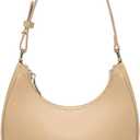 Crescent Shoulder Bags for Women Cute Hobo Tote Handbag Under the Arm Purses Mini Clutch Purse with Zipper Closure (Khaki)