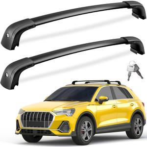 FengYu Lockable Roof Rack Cross Bars 300lb Compatible with Audi Q3 2019-2025, Heavy Duty Aluminum Roof Rails Crossbars Cargo Bars Canoe Rooftop Black Carrier Luggage