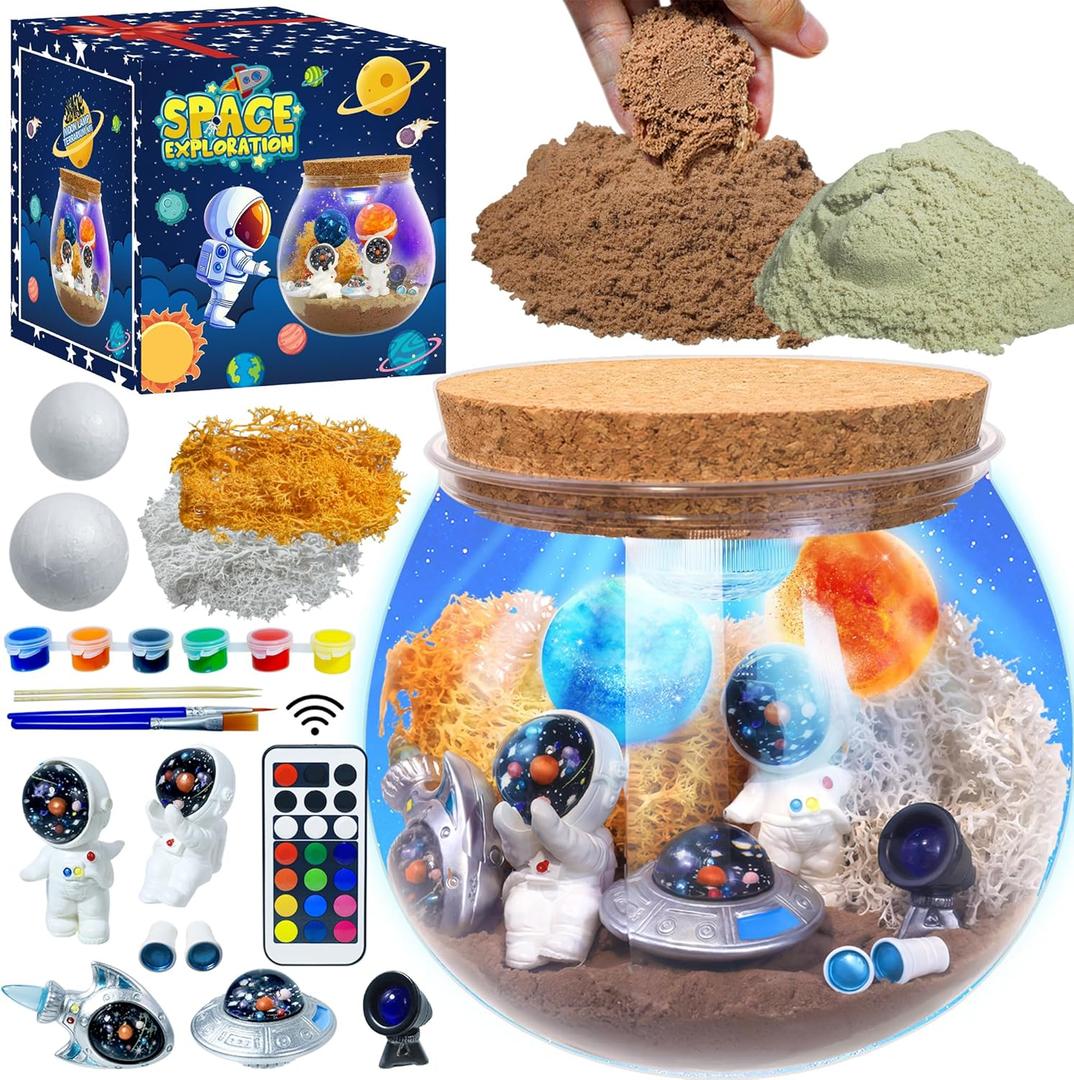 Astronauts Light Up Terrarium Kit for Kids DIY Space Toys Painting Kits Astronauts Toys Birthday for Boys and Girls Ages 4 5 6 7 8-12 Year Old - Kids Arts & Crafts Kit