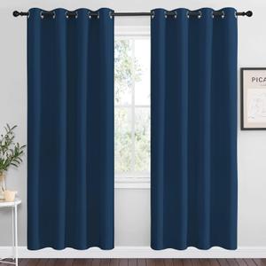 NICETOWN Moroccan Blue Blackout Curtains 78" Long, 55" Wide, 2 Pieces for Office, Dining, Guest Room - Sound Reducing, Heat and Cold Block Panels for Modern Decorative