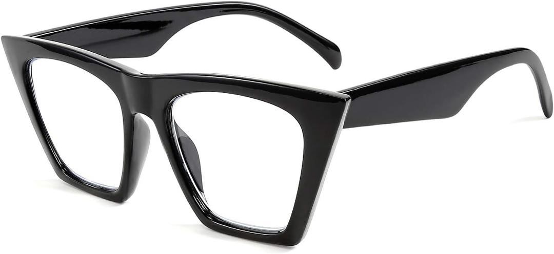 FEISEDY Square Cat Eye Reading Glasses Blue Light Blocking Women Fashion Cateye Reader Anti Glare Digital Eyestrain B2604 (Black)