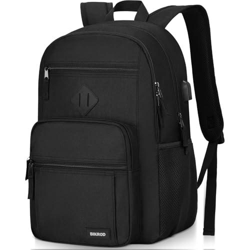Black Backpack for Men and Women, Backpack for School Teens Boys and Girls, Lightweight Casual High School Bookbag, Daily-use Travel Laptop Backpack with USB Charging Port Fits 15.6 Inch Notebook