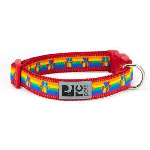 RC Pets 1 Inch Adjustable Dog Clip Collar, Medium, Rainbow Paws (M (Neck: 12"-20", Strap Width: 1"))