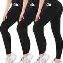 Blisset 3 Pack High Waisted Leggings for Women with Pockets Soft Active Tummy Control Pants for Yoga Running & Daily Wear, L
