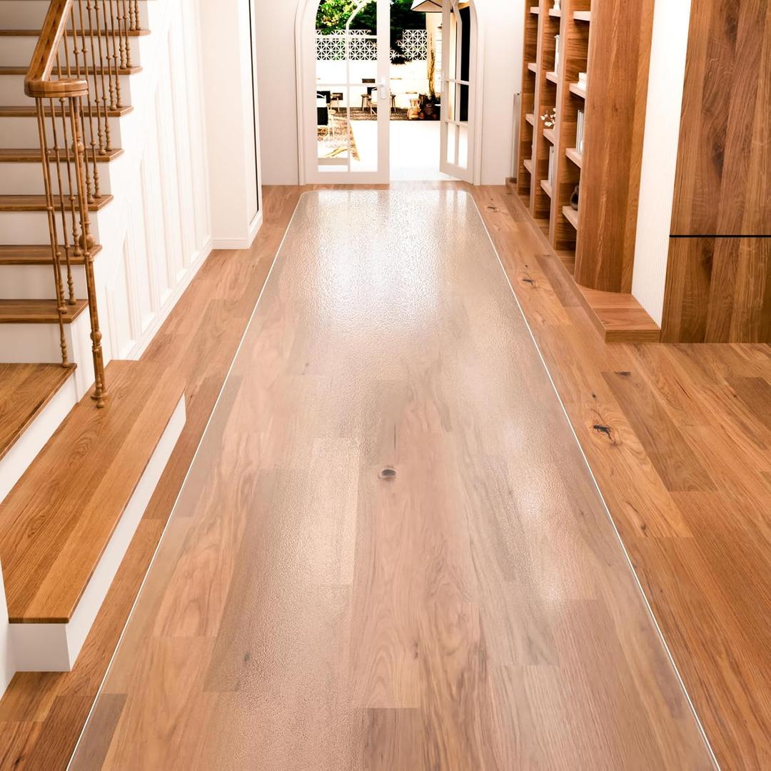 Clear Runner Rug 3'x10' for Hallway  Non Slip Waterproof Vinyl Carpet Protector, Plastic Floor Mat Runner for Kitchen, Entryway, Laundry, Indoor Outdoor High Traffic Areas