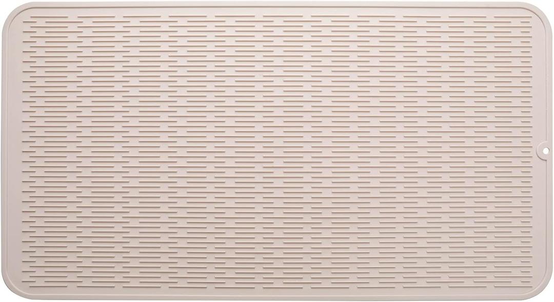 Silicone Dish Drying Mat for Multiple Usage,Easy clean,Eco-friendly,Heat-resistant Silicone Mat for Kitchen Counter or Sink,Refrigerator or Drawer Liner Tapioca 4XL 32 inches x 18 inches