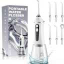 Water Flosser for Teeth Cleaning and Flossing, 5 Modes Rechargeable Cordless Oral Irrigator 320ml Water Tank Teeth Cleaner, IPX7 Waterproof Portable Electric Dentel Flossers for Home and Travel,White