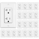 BESTTEN 20 Pack 20 Amp Decor Wall Receptacle Outlet, 20A Tamper-Resistant (TR) Electrical Outlet with Wallplate, Residential and Commercial Use, UL Listed, White