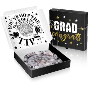 3 x Graduation Pizza Box Money Box for Cash Gift Graduation Money Holder Funny Pizza Card Gift Cardboard 2026 Graduation Season Grad Party Supplies (Cash Not Include)Black