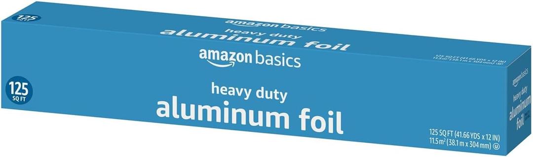 Amazon Basics Heavy Duty Aluminum Foil, 125 Sq Ft, Pack of 1