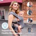 Portable Baby Carrier, Spreadable Wide Shoulder Straps with Ergonomic Support, Lightweight and Compact Baby Wrap Carrier, Cozy Fabric Care for Babys Skin, Promotes Healthy Development, Grey