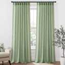 MIULEE Sage Green Linen Curtains 90 Inches Long 2 Panels for Bedroom Living Room, Back Tab & Pleat Tape with Hooks Soft Thick Linen Textured Window Drapes Semi Sheer Light Filtering Farmhouse Decor