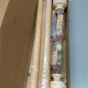 Boho Wood Curtain Rods for Windows 48 to 84 Inch, 1" Diameter Adjustable Heavy Duty Curtain Rod with Imitation Wooden Grain Leaf Pattern Finials, Rustic Decorative Drapery Rods, Size 32"-90"