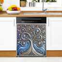 Flower Dishwasher Magnet Cover Magnetic Sticker Decorative Refrigerator Wash Machine Magnet Cover Door Panels Home Cabinet Appliances Stickers for Wash Machine Dryer (Blue Tree of Life, 23x26in)