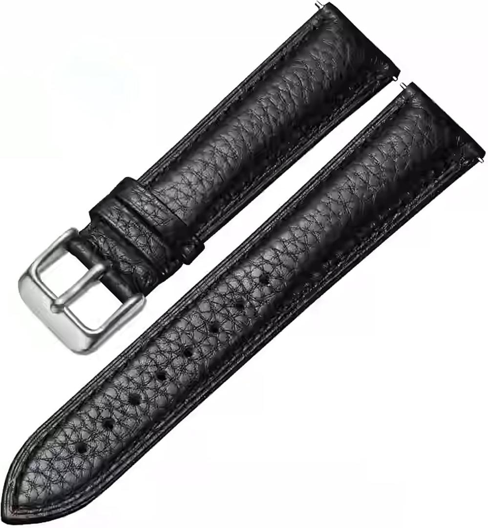 Genuine Leather Watch Band Hand-Stitched Texture Padded Italian Leather Strap Quick Release 12mm 13mm 14mm 15mm 16mm 17mm 18mm 19mm 20mm 21mm 22mm 23mm 24mm Replacement Band for Women Men